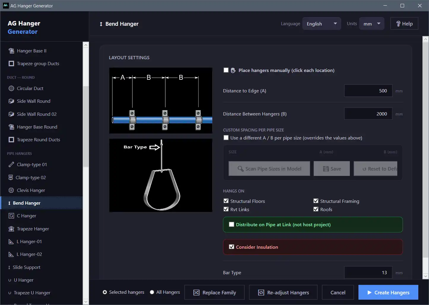 AG Hanger Generator screenshot