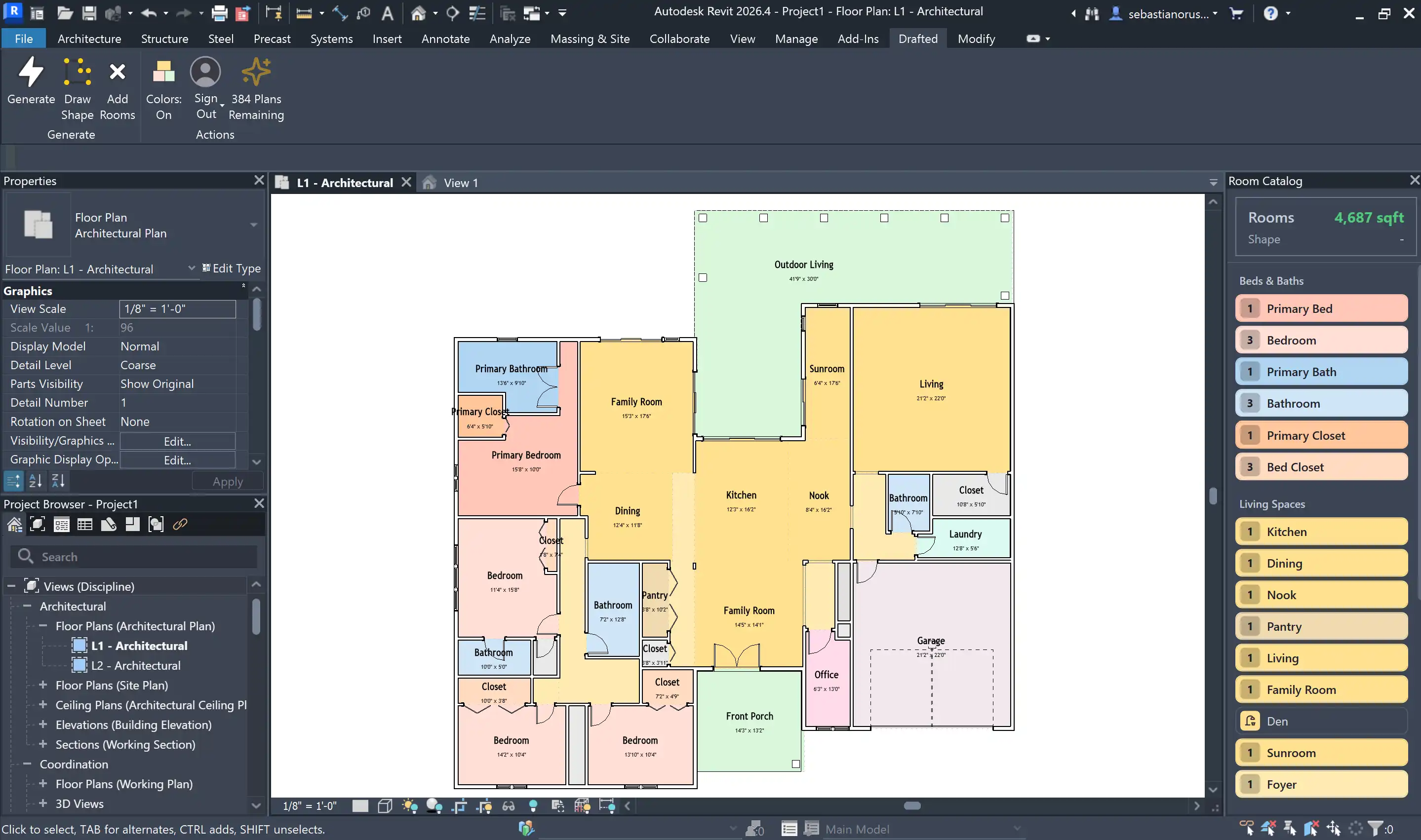 Generation output, fully editable walls, doors, windows, roof, floors, etc.