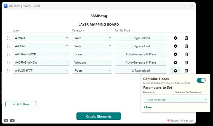 After entering all data click Create Elements.