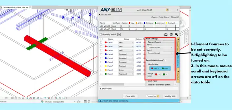 NavisWork Highlighting mode for better visualization (Applicable only on the 3d view created by the plugin)