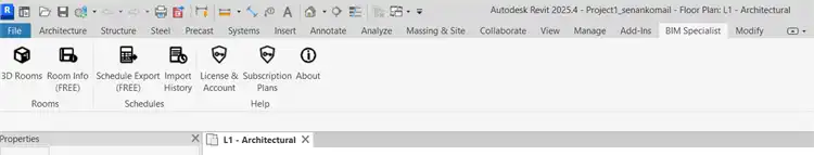 BIM Specialist ribbon in Autodesk Revit 2025.