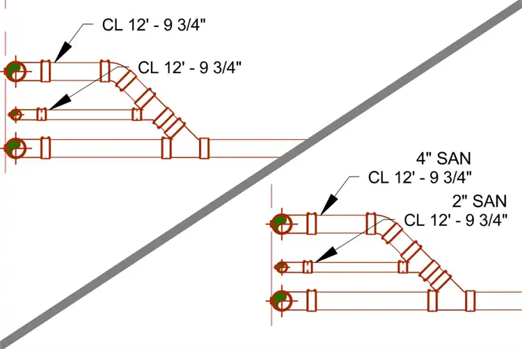 Pipe Size Tag tool adds a pipe size tag above each spot elevation in the current view.