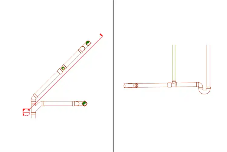 Align Section tool aligns the section view to a selected pipe or line, centering it on the object. 