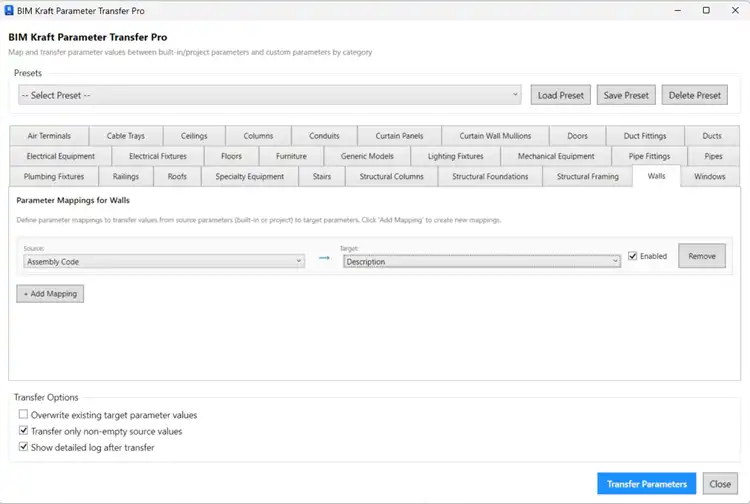 BIMKraft Transfer Parameter Pro