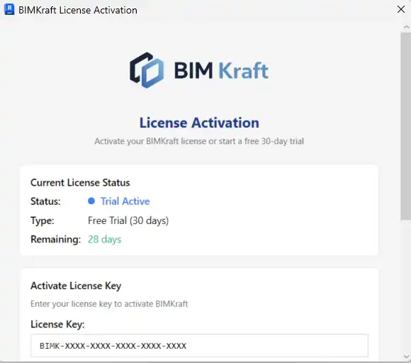 BIMKraft License Activation