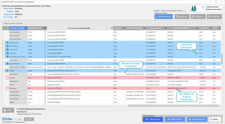 For advanced users, quickly see all shared parameters, the GUID values, and element Id values.