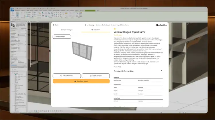 Find similar - Pick an object in your project to find similar BIM objects in the library.