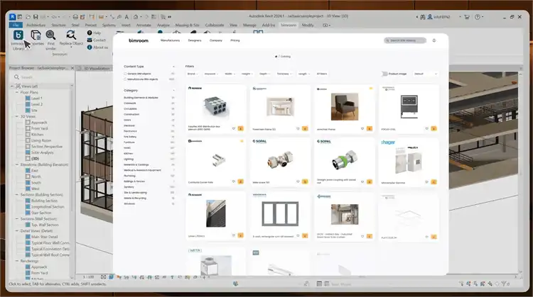 Place objects - Place any BIM object from the library directly into your project.