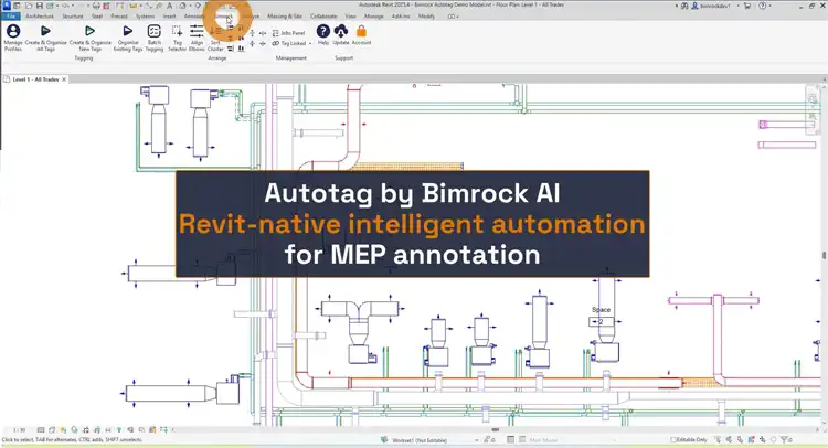 Autotag by Bimrock AI: Revit-native intelligent automation for MEP annotation.
