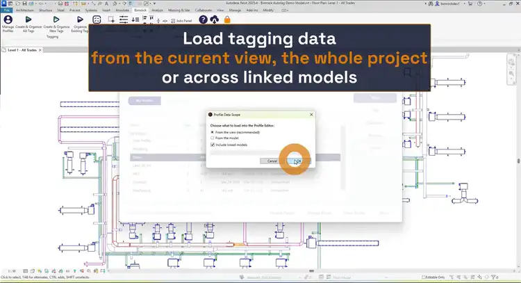 Build profiles from the current view, the whole project, or linked models.