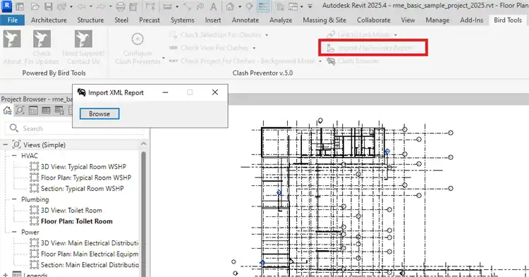 Bird Tools - Clash Preventor - Navisworks XML Report Import Button