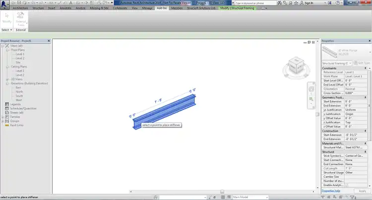 Select a point to place stiffeners.