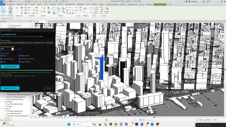 Stop modeling site context by hand.
Import real-world city data directly into Revit in seconds.