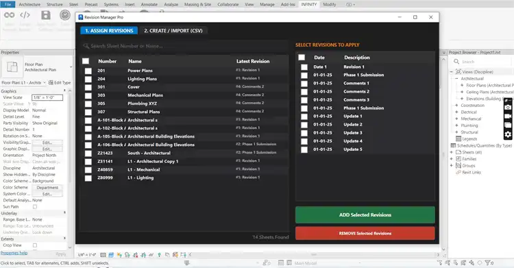 Bulk add, remove, or edit revisions across hundreds of sheets instantly to streamline issuance.
