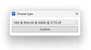 Dialog for selecting the family type, before placing the family.