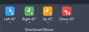 **Directional Elbows** - Creates precise 45°, 90°, or custom angle elbows in any direction (left, right, up, down).