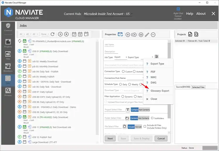 Export PDF/NWC/DWG from multiple Revit Models in bulk