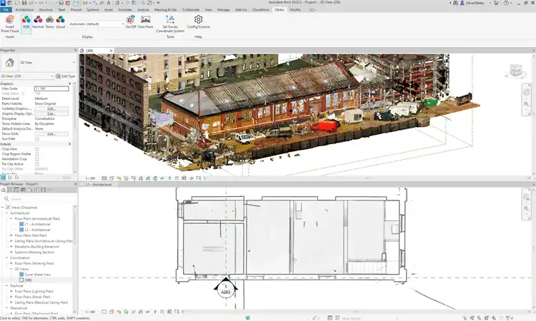 RGB and Tomo view of a construction site.