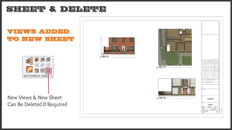 VIEWS ADDED TO NEW SHEET. DELETE NEW VIEWS & SHEET BUTTON