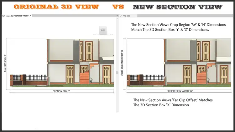 COMPARE NEW SECTION VIEW WITH ORIGINAL 3D VIEW