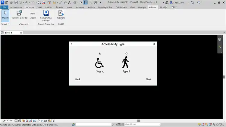 5. (Kitchens) 
Select accessibility type.