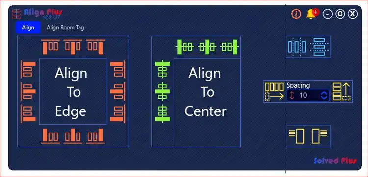 Use this window to align any types of elements and tags in any direction