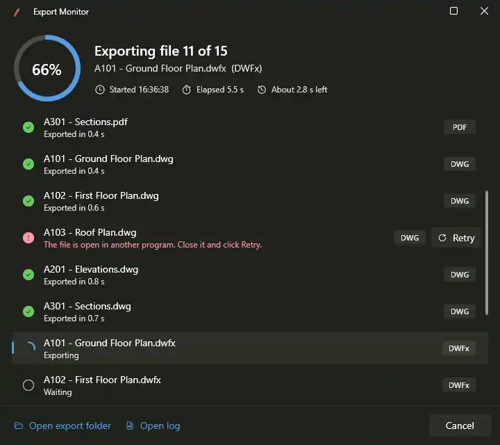 Osmus Export Monitor.