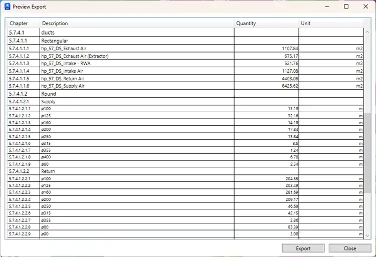 Export window