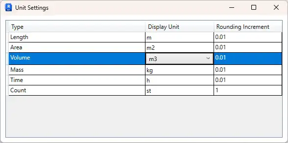Unit Settings window