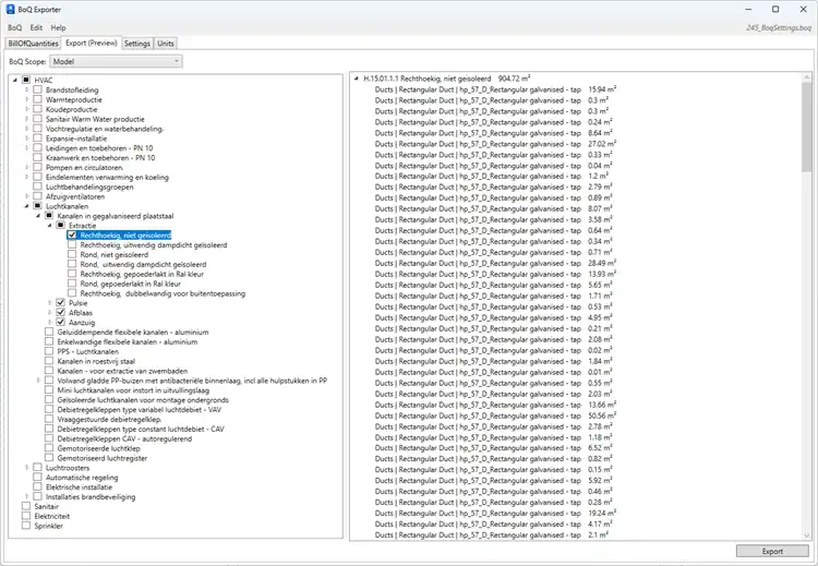 Export / Preview Window