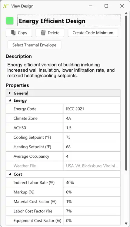 Edit design details including location and more.