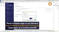 Place multiple tags on an element, tag multiple categories in one pass, and save it all as a custom profile.